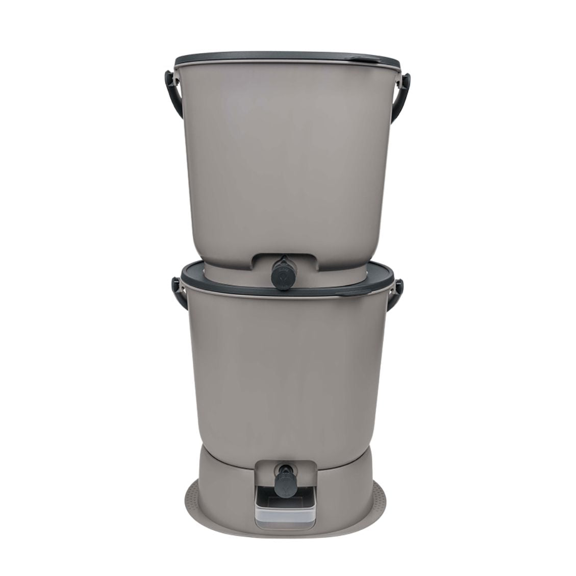 The Essential Bokashi Compost Bin Starter Kit, 4.4 gal Bokashi Compost Bin TeraGanix Set of 2 Buckets + FREE 1 lb bag of Bokashi Light Grey