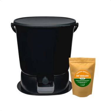 The Essential Bokashi Compost Bin Starter Kit, 4.4 gal Bokashi Compost Bin Teraganix Wholesale 1 Bucket + FREE 1 lb bag of EM® Bokashi Black 