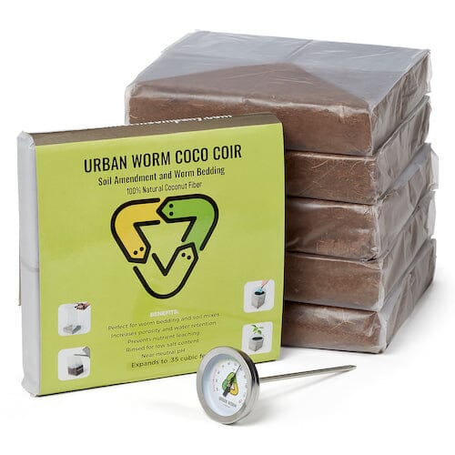 6-Pack Coco Coir & Thermometer Promo Soil Urban Worm Company 