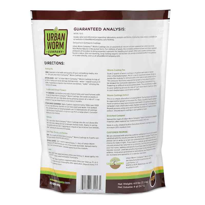 Urban Worm Company Worm Castings - OMRI Approved Soil Urban Worm Company 